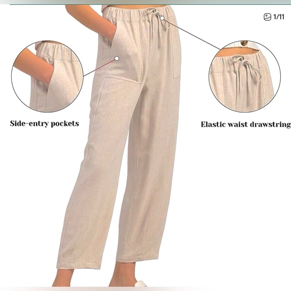 Meomua Linen Cotton Blend Tapered Leg Pant - Picture 4 of 14